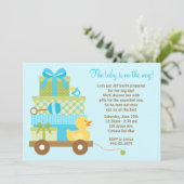 Baby Boy Shower-uitnodiging met bijbehorende envel Kaart (Staand voorkant)