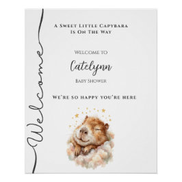 Baby Boy Shower Welcome Sign • Capybara Theme Perfect Poster
