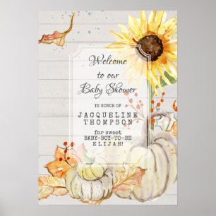 Baby Boy Shower Welkom Herfst Pumpkin Sunflower Ar Poster