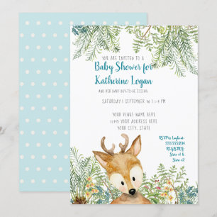 Baby Boy Shower Woodland Forest Deer Forest Ferns Kaart