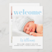 Baby Boy Simple Multi Photo Blue Birth Aankondiging (Voorkant / Achterkant)