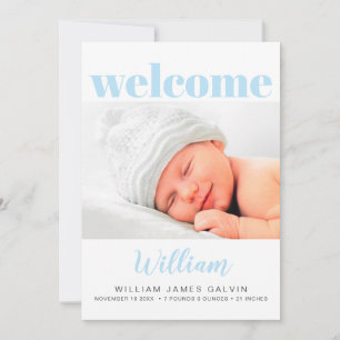 Baby Boy Simple Multi Photo Blue Birth Aankondiging