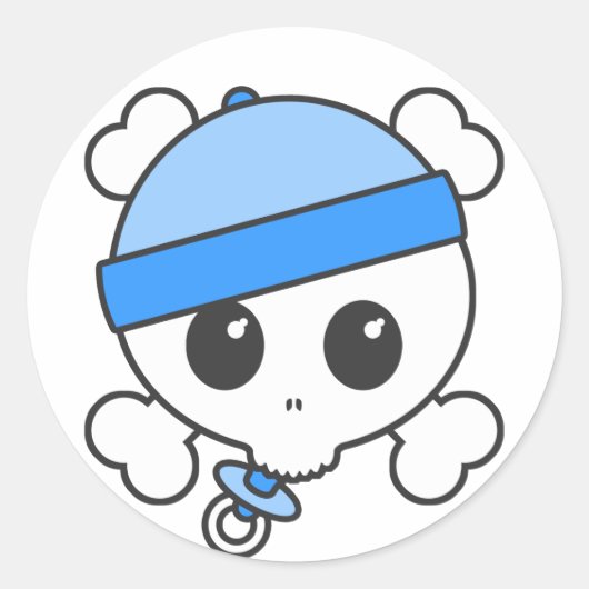 Baby Boy Skully Ronde Sticker (Voorkant)