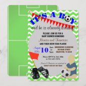 Baby Boy Soccer Baby shower Uitnodiging (Voorkant / Achterkant)