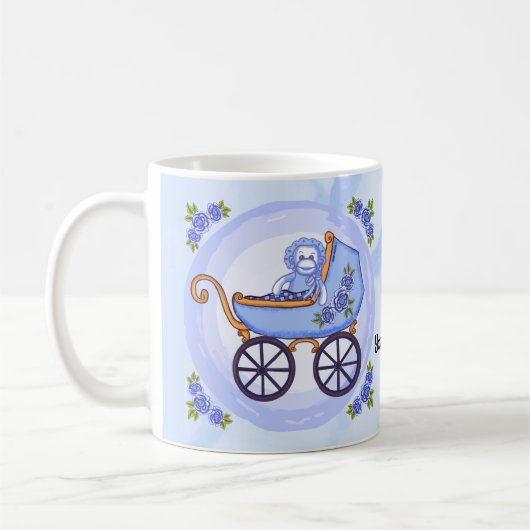 Baby Boy Sock Monkey Buggy aangepaste mok (Links)
