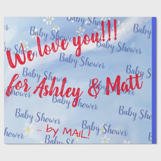 Baby Boy Soft Daisies Waterverf Baby shower Cadeaupapier (Vlak)