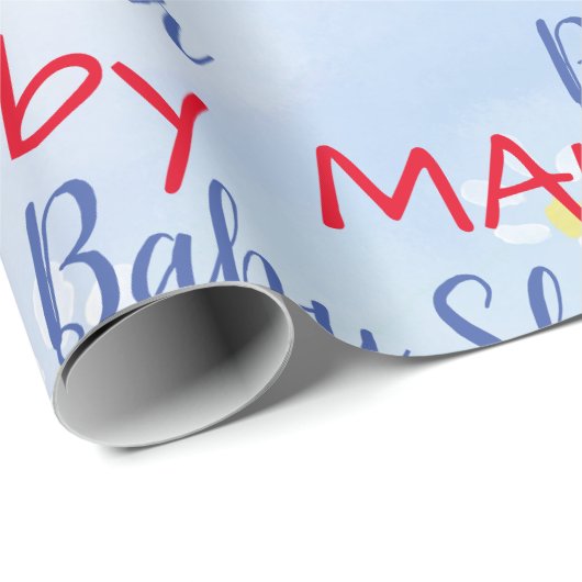 Baby Boy Soft Daisies Waterverf Baby shower Cadeaupapier (Rol Hoek)