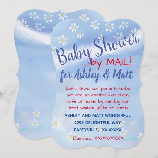 Baby Boy Soft Daisies Waterverf Baby shower Kaart (Voorkant / Achterkant)