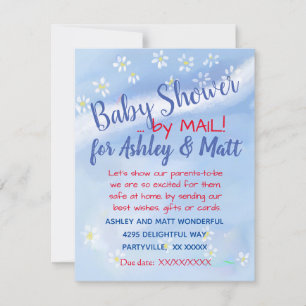 Baby Boy Soft Daisies Waterverf Baby shower Kaart