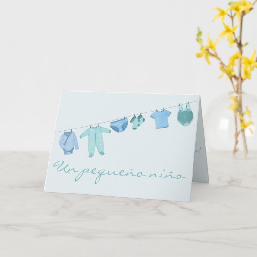 Baby Boy Spanish Gefeliciteerd Kaart (Gele Bloem)