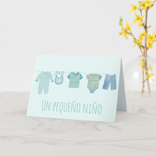 Baby Boy Spanish Gefeliciteerd Kaart (Gele Bloem)