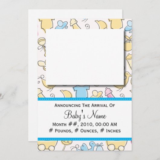 Baby Boy speelgoed Aankondiging (Voorkant / Achterkant)