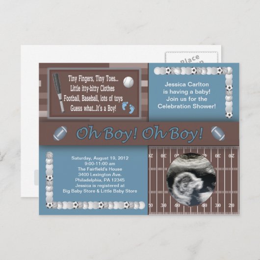 Baby Boy Sportdouche Briefkaart (Voorkant / Achterkant)