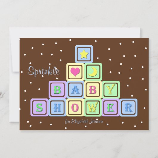 Baby Boy Sprinkle Douche Uitnodiging Baby Blokken (Voorkant)