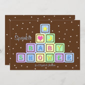 Baby Boy Sprinkle Douche Uitnodiging Baby Blokken (Voorkant / Achterkant)