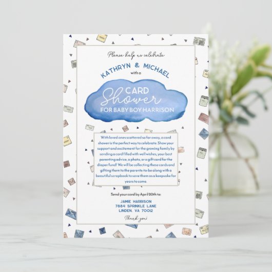 Baby Boy Sprinkle Kaart Shower (Staand voorkant)