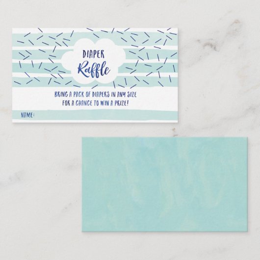 Baby Boy Sprinkle Luier Raffle Kaarten - Blauw (Voorkant / Achterkant)