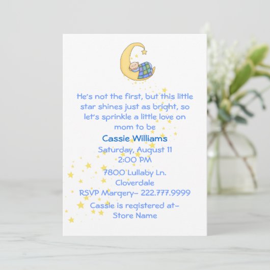 Baby Boy Sprinkle Shower - Uitnodiging (Staand voorkant)