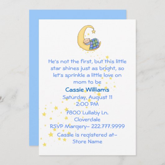 Baby Boy Sprinkle Shower - Uitnodiging (Voorkant / Achterkant)