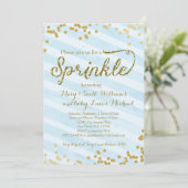 Baby Boy Sprinkle Shower Uitnodiging blauw goud (Staand voorkant)