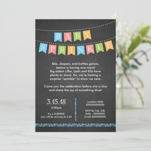 Baby Boy Sprinkle Uitnodiging (Staand voorkant)