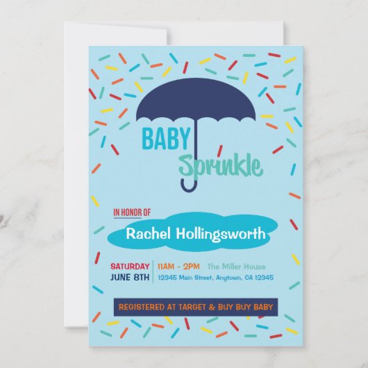 Baby Boy Sprinkle Umbrella Kaart (Voorkant)