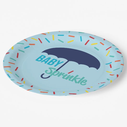 Baby Boy Sprinkle Umbrella Papieren Bordje (Gekanteld)