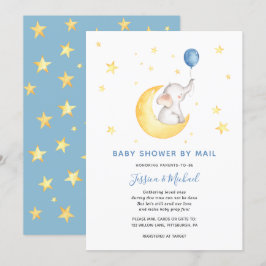 Baby Boy Star Olifant Baby shower per post Kaart