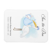 Baby Boy Stork Blue Shower Save the Date Magnet Magneet (Horizontaal)