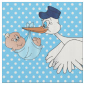 Baby Boy Stork Design Patroon Stof (Close Up)