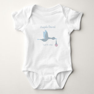 Baby Boy Stork met blauwe lucht en wolken Romper