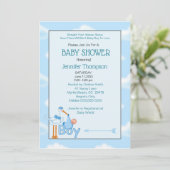 Baby Boy Stork Shower Invitations Kaart (Staand voorkant)