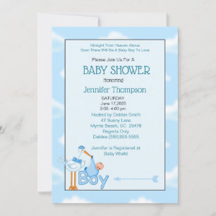 Baby Boy Stork Shower Invitations Kaart