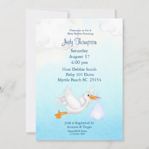 Baby Boy Stork Shower Invitations Kaart