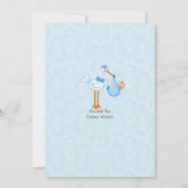 Baby Boy Stork Shower Invitations Kaart (Achterkant)