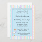 Baby Boy Stork Shower Invitations Kaart (Voorkant / Achterkant)