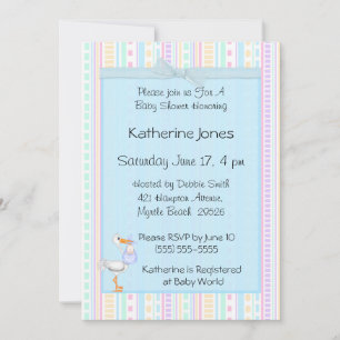 Baby Boy Stork Shower Invitations Kaart
