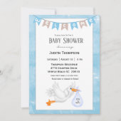 Baby Boy Stork Shower Invitations Kaart (Voorkant)