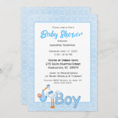 Baby Boy Stork Shower Kaart (Voorkant / Achterkant)
