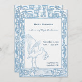 Baby Boy Stork & Uil Border Douche Aankondiging (Voorkant / Achterkant)