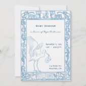 Baby Boy Stork & Uil Border Douche Aankondiging (Voorkant)