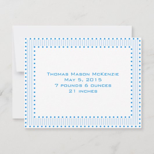 Baby Boy Stripes & Stippen Baby Aankondiging Afbee (Achterkant)