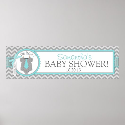 Baby Boy Stropdas Chevron Print Baby shower Banner (Voorkant)