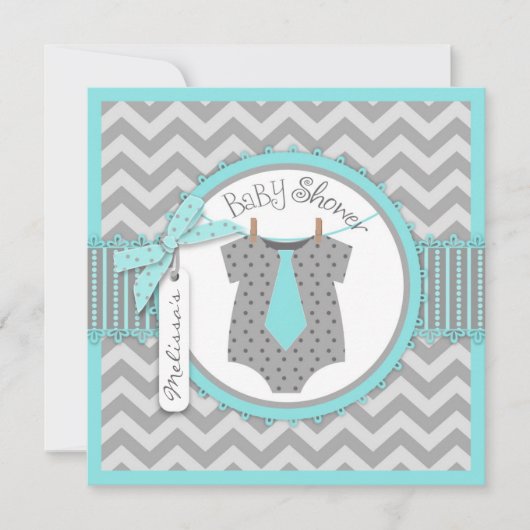 Baby Boy Stropdas Chevron Print Baby shower Kaart (Voorkant)