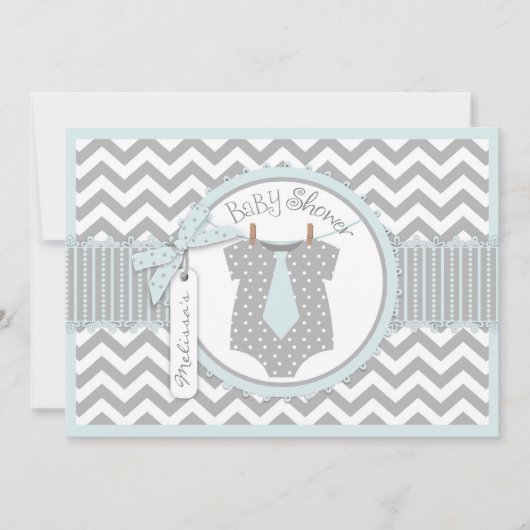 Baby Boy Stropdas Chevron Print Baby shower Kaart (Voorkant)