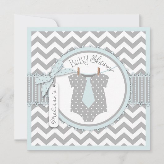 Baby Boy Stropdas Chevron Print Baby shower Kaart (Voorkant)