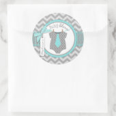 Baby Boy Stropdas Chevron Print Baby shower Ronde Sticker (Tas)