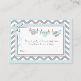 Baby Boy Stropdas Luier Raffle Ticket Informatiekaartje