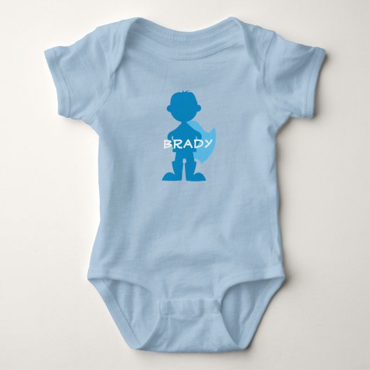 Baby Boy Superhero Blue Silhouette Gepersonaliseer Romper (Voorkant)