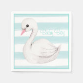 Baby Boy Swan Blue Script Baby shower Servet (Voorkant)